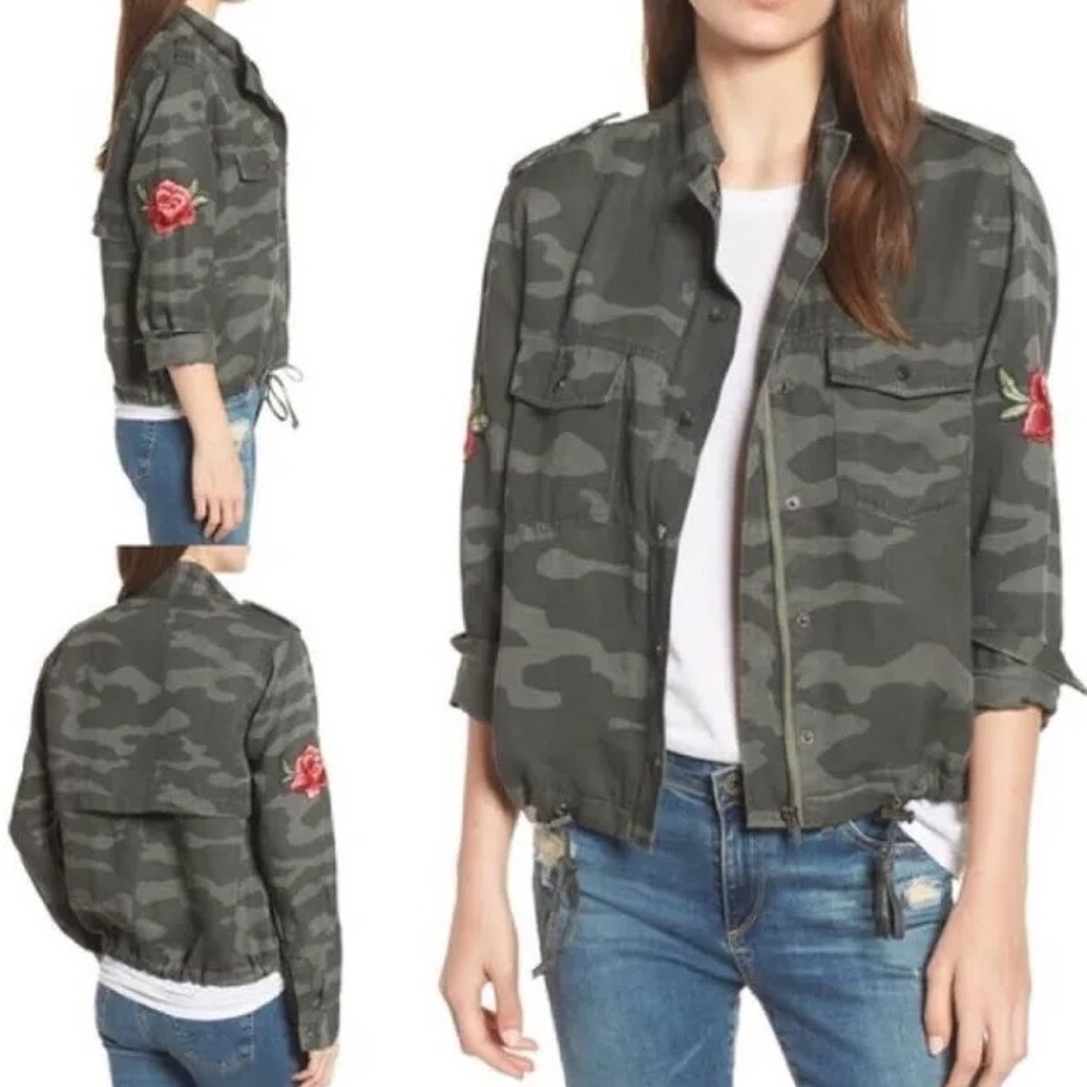 Rails Collins Military Jacket Camo with Rose Patches